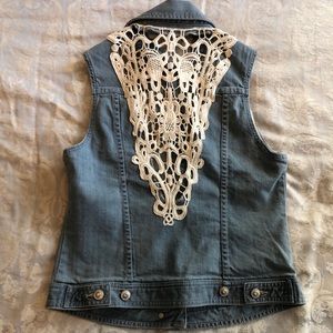 NWOT. Lace Detail Denim Vest
